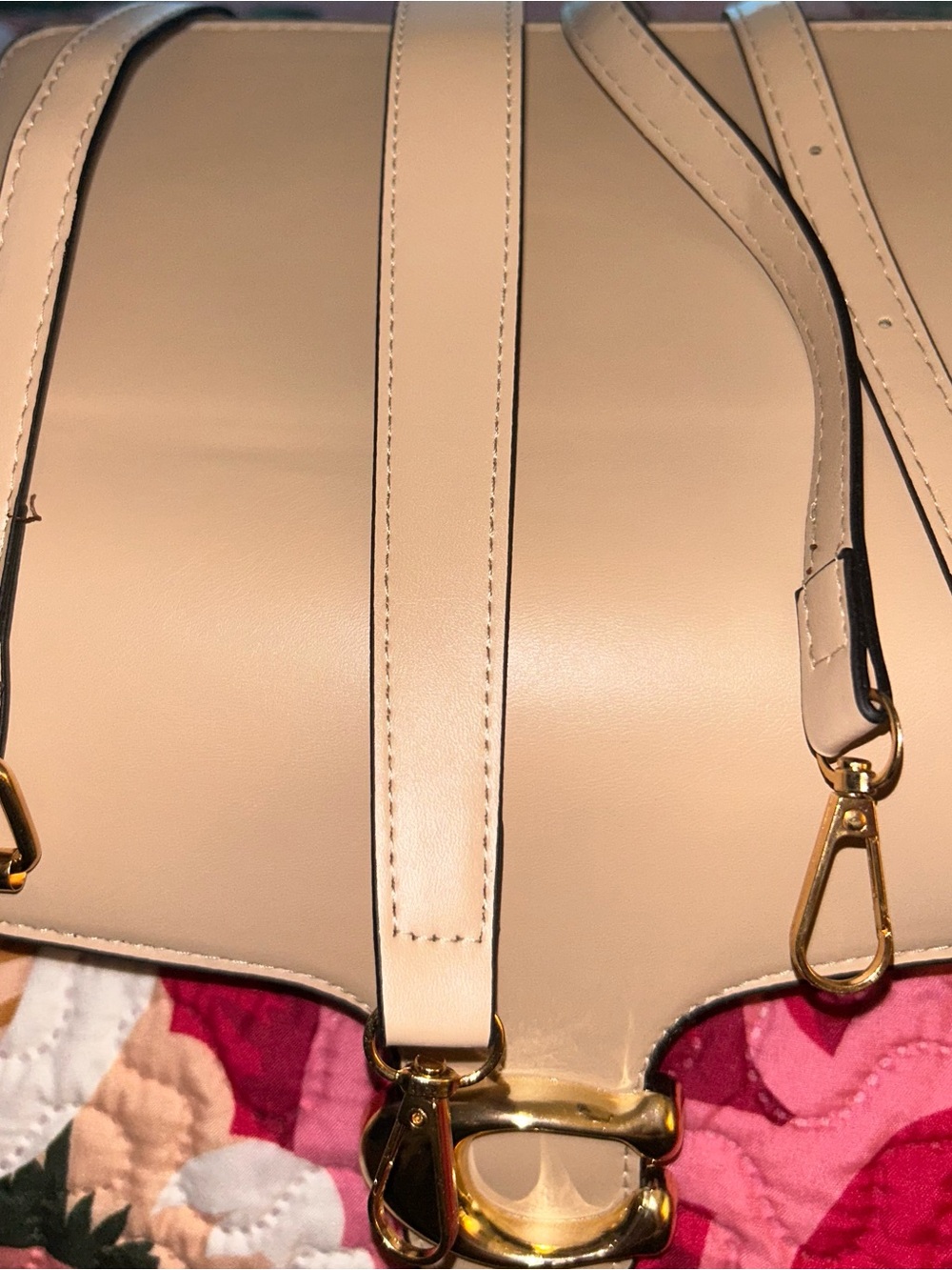 Inspired Coach Nude Leather Clasp Crossbody - Picture 5 of 6